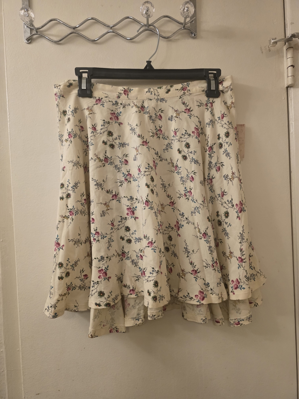 Ralph Lauren Cream Floral A-Line Skirt with Pink & Green Accents